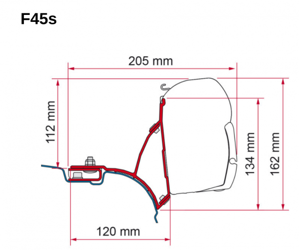 Fiamma Adapter F45s für VW T5 / T6 / T6.1 ohne C-Schiene zum verkleben! #98655-647
